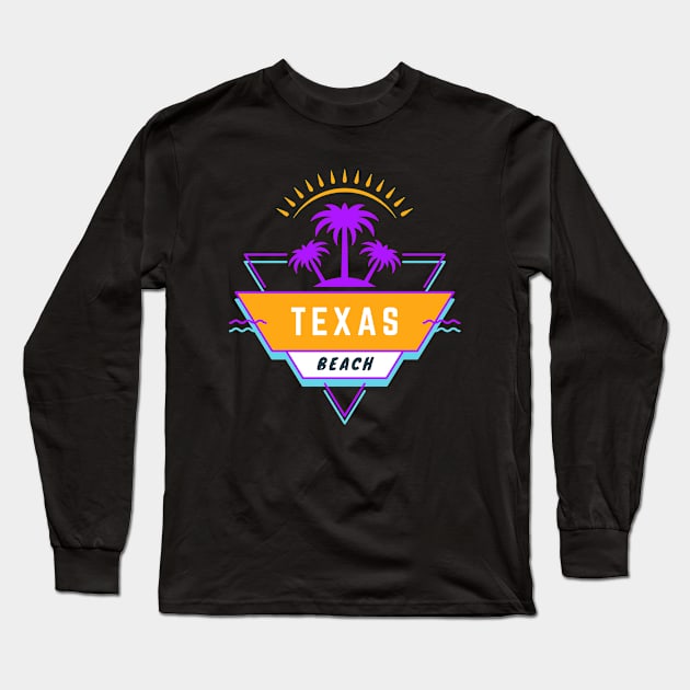 Texas beach Vibes 80's 90's at Sunset Long Sleeve T-Shirt by bougieFire